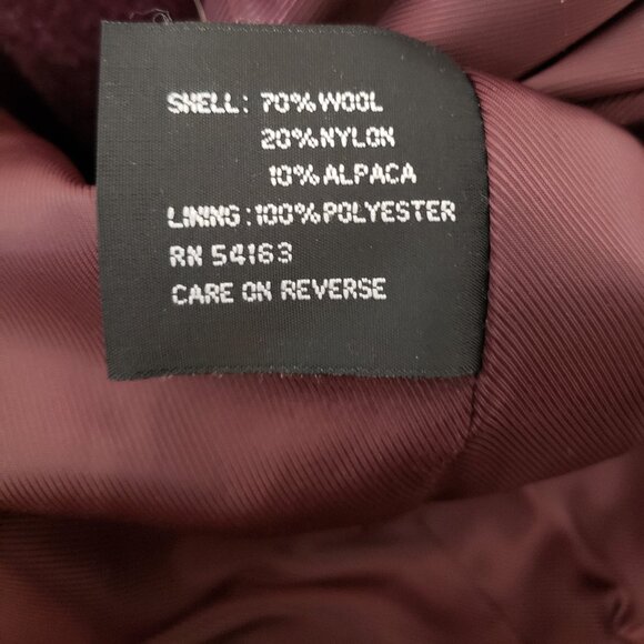 Jones New York Womens 10 Soft Alpaca Wool Blend Long Coat Jacket Lined Wine - Picture 10 of 11